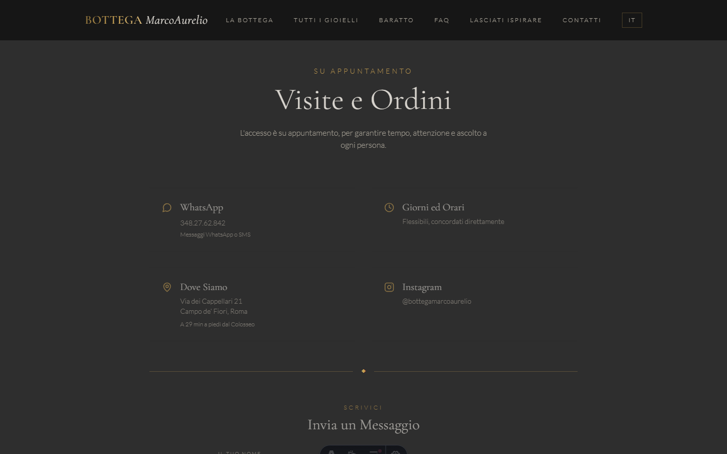 Contatti — WhatsApp contact section