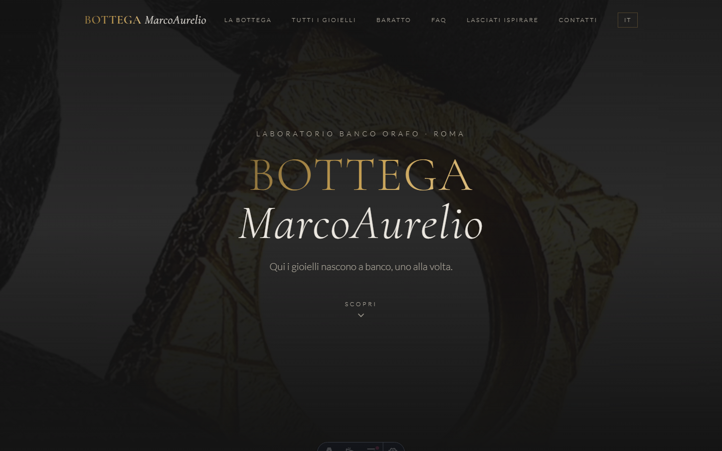 Bottega MarcoAurelio website — dark homepage